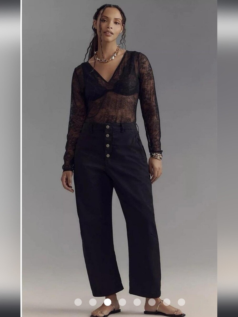 Anthropologie Pilcro The Arin Button Fly Barrel Pants Black Cotton Linen Sz 26P